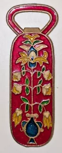 Bronze Enamel Cloisonne Bottle Opener Tree of Life Red Floral Made in Greece - Picture 1 of 11