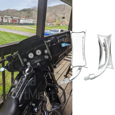 For Harley Davidson Street Glide Touring 2PC Chrome Motorcycle Rear View Mirrors - Image 1 of 4
