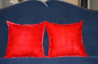 Red  Colour Dupioni pure Dupion silk cushion cover - Image 1 of 4