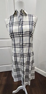 Burberry London 4 Nova Check w/ RARE colors Sleeveless Button-Down Dress GOLF - Image 1 of 4