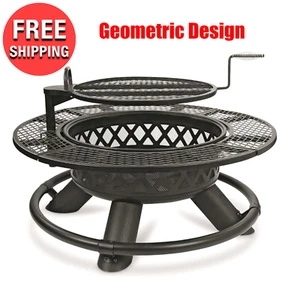 47" Fire Pit Heat Cooking Outdoor Grilling Camping BBQ Grate Grill Backyard Camp - Picture 1 of 12