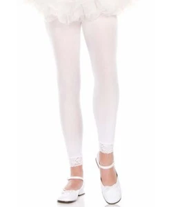 Brand New Girls Opaque Leggings With Lace Trim Music Legs 275 - Picture 1 of 6