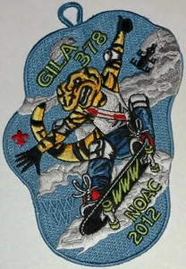OA GILA LODGE 378 BSA YUCCA COUNCIL TX 2012 NOAC SKATEBOARD POCKET PATCH 5" - Imagen 1 de 4