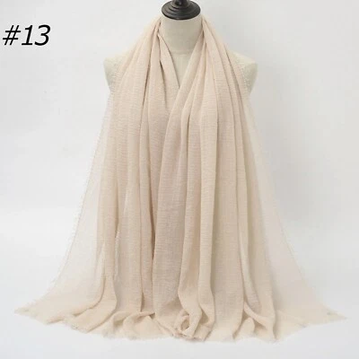 Maxi Arrugado Hiyab Bufanda Mantón 6x3 Pies Algodón Mujeres Viscosa Islam Musulmán Foto 1 de 4