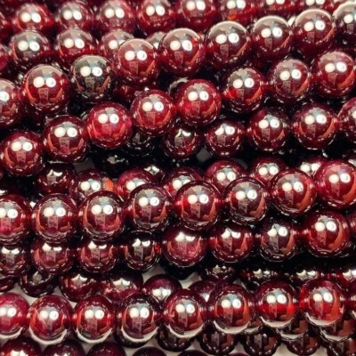 Very High Quality Grade AAA Red Garnet Smooth Round Beads 15.5" Strand Gemstone - Image 1 of 4