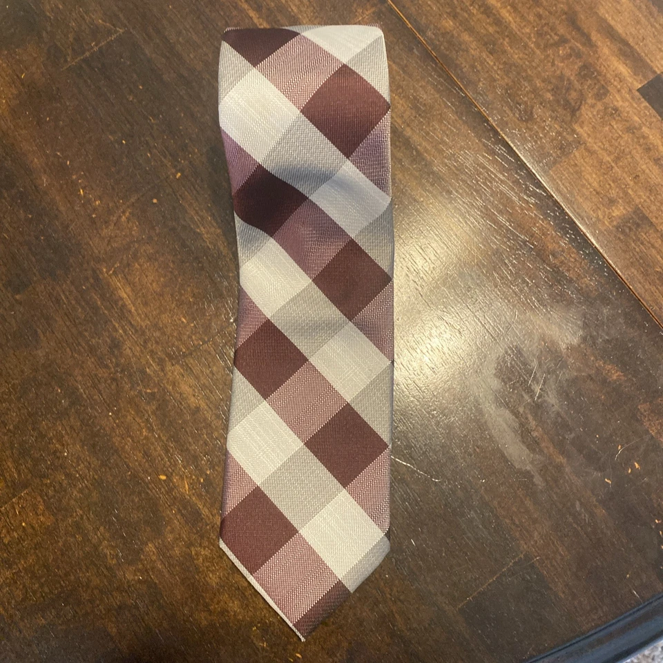 Corbata de seda a cuadros berenjena Chaps para hombre Foto 1 de 1