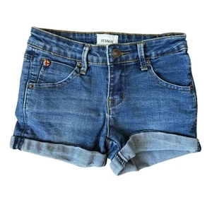 Hudson Denim Roll Cuff Shorts Girls 10 Blue Zip-Fly Low Rise Kid’s Jean Pockets - Picture 1 of 5