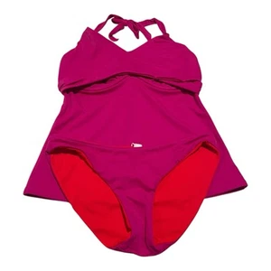 Nuevo con etiquetas Sujetador Athleta Rosa 36D/DD Copa Envoltura Tankini Top Natación Surf Paleta e Parte Inferior Talla M - Imagen 1 de 16