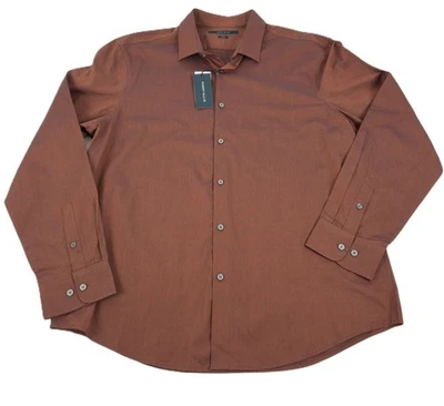 Perry Ellis Slim-Fit Spill Resistant Dobby Woven Shirt Potters Clay-2XL - Image 1 of 4