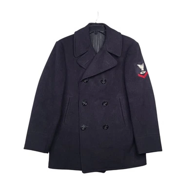 Chaqueta Chaquetón Militar de Lana Vintage Años 70 Marina de los Estados Unidos Para Hombre 36 R Abrigo Forrado USN Foto 1 de 4