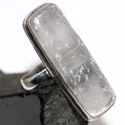 Selenite 925 Silver Plated Gemstone Handmade Ring Us 8 Aesthetic Jewellery JW - Image 1 of 3