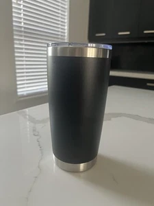 Stainless Steel Double Wall Vacuum Tumbler Thermos, Logo Black, 20 oz, Free Ship - Picture 1 of 5