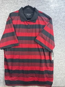 NWT Galaxy By Harvic Mens 3XL Black/Red Striped Polo Shirt Casual Wear - Picture 1 of 7