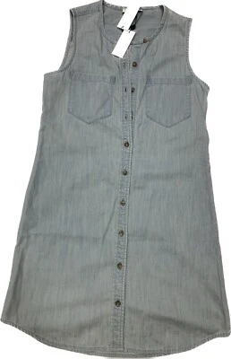 AG Adriano Goldschmied Azul Claro Denim Túnica Vestido Camisa Abotonada Top S NUEVO Foto 1 de 4