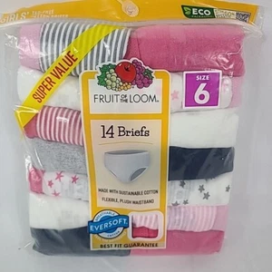 NWT Fruit of the Loom Girls BriefS Underwear 14 Pack Panties Sz 6 - Picture 1 of 5