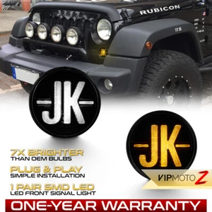 Full LED Crystal Clear Turn Signal Lamps Pair for 2007-2018 Jeep Wrangler (JK) - Picture 1 of 9