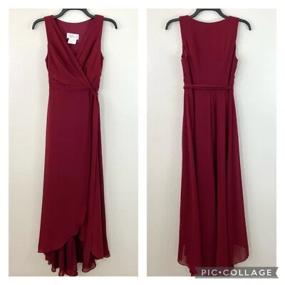 Vestido envolvente de gasa Jenny Packham para damas de honor borgoña 0 Foto 1 de 4