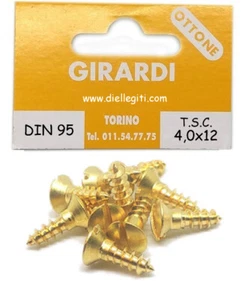 VITE A LEGNO IN OTTONE TESTA SVASATA C/CALOTTA mm4,0x12 - DIN 95 (GOCCIA SEGO) - Foto 1 di 1