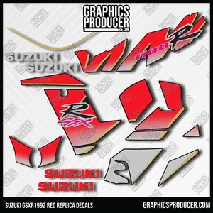 Suzuki Gsxr1100 Decal Set Restoration Full KIT Sticker Year 1992 Silver Red - Bild 1 von 1