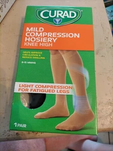 New Curad 8-15 mmhg Regular Black Small Mild Compression 1 Pair Knee High Unisex - Picture 1 of 5