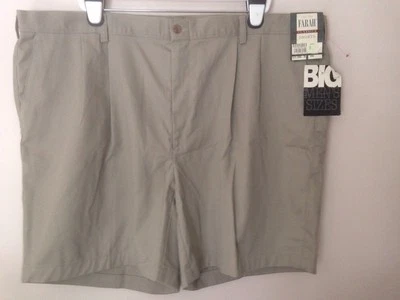 NUEVO CON ETIQUETAS HOMBRE FARAH BEIGE PLISADO DELANTERO CLÁSICO SHORTS W48 Foto 1 de 4