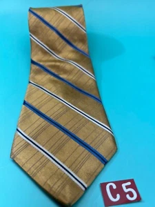 DKNY Gold Striped Silk Tie 58" x 3.75" - Picture 1 of 4