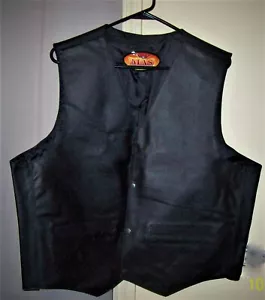 CHALECO DE MOTOCICLISTA DE CUERO NEGRO MAS GENUINO PARA HOMBRE TALLA XL - Imagen 1 de 8