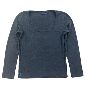 RALPH LAUREN T SHIRT TOP SIZE L BLACK LONG SLEEVE 100% COTTON PULLOVER EUC - Picture 1 of 7