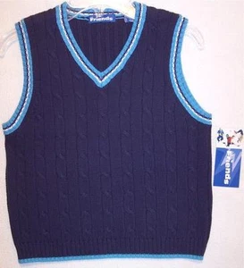 NWT Just Friends Boy's 100% Cotton Navy Cable Sweater Vest, S (4) - Picture 1 of 1
