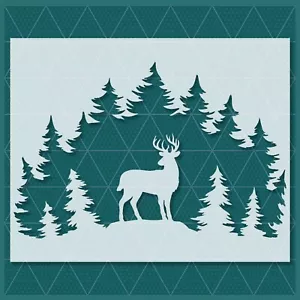 Stencil da caccia foresta di cervo testa di buck - corna, fauna selvatica, all'aperto, deco rustico - Foto 1 di 5
