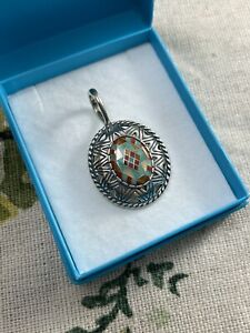 CAROLYN POLLACK Southwestern Jewellery TURQUOISE 925 silver mosaic pendant NEW