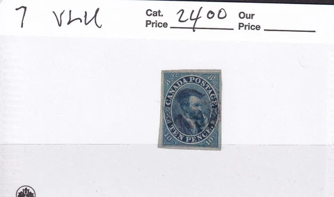 CANADA # 7 VF-VERY LIGHTLY USED JACQUES CARTIER 10p CV $2400 REDUCED BY 20% Cover