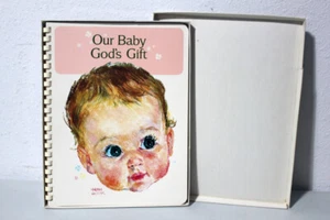 UNUSED VINTAGE BABY RECORD BOOK 1960’s- FRAN HOOK - OUR BABY GOD'S GIFT -  BOXED - Picture 1 of 9