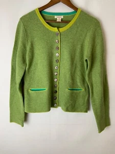 Sundance Knit Cardigan M Medium In Green Extrafine Merino Wool - Picture 1 of 5