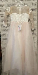 Flower Girl Dress 24 in waist Illusion lace and Tulle Dress with Train. Size 6/7 - Picture 1 of 18