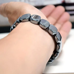 Hematite Bracelet For Men Natural Hematite Stone Beaded Stretch Healing Bracelet - Picture 1 of 8