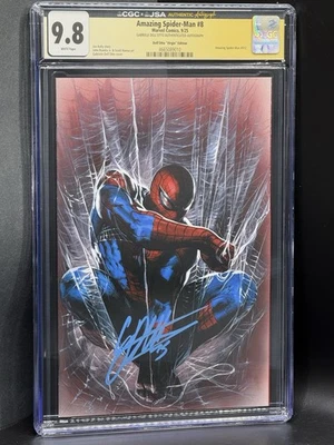 Amazing Spider-Man #8 CGC 9.8 1:100 JSA firmato da Gabriele Dell'Otto Virgin - Immagine 1 di 4