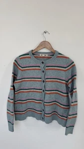 Boden Edie Fair Isle Cardigan Size Large Blue Striped Button Up - Picture 1 of 10