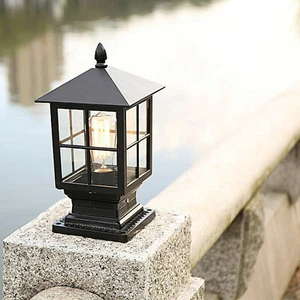 Retro Post Light Fixture Outdoor Lamp Lantern Garden Fence Pillar Lamp Antique - Picture 1 of 12