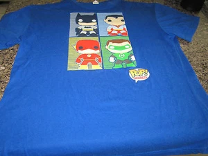 POP Superheroes T-Shirt - Youth 2XL - Blue - Batman/Flash/Superman - Picture 1 of 2