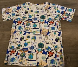 Svaha Shirt Unisex 6 Yr Old Kids Art World/globes Print Organic Cotton P2p 14 EC - Picture 1 of 8
