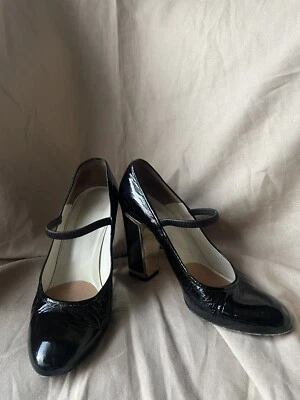 Bally Women's Black Patent Mary Jane Pump Shoes w Silver Trim SZ 8 US Italy - Image 1 of 4