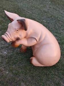 Schwein sitzend Hausschwein Dekofigur 54x45x35cm Garten Deko Gastro Fleischer - Bild 1 von 13