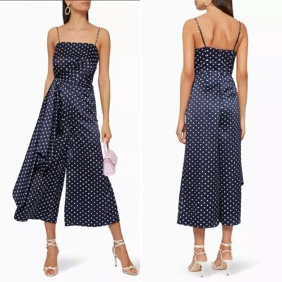 Mono Keepsake Foolish satinado azul marino blanco lunares sin mangas drapeado 6 Foto 1 de 4