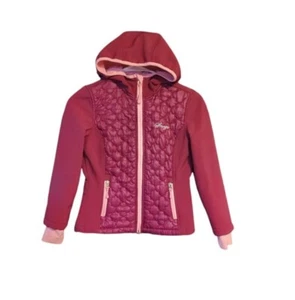 Youth Girls 7/8 Puffer Coat Snozu Pink Winter Hooded Jacket Zip Pockets Lined - Picture 1 of 10