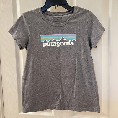 Patagonia Pastel P-6 Logo T-Shirt Organic Cotton Gray Girls Size Large 12 - Image 1 of 4