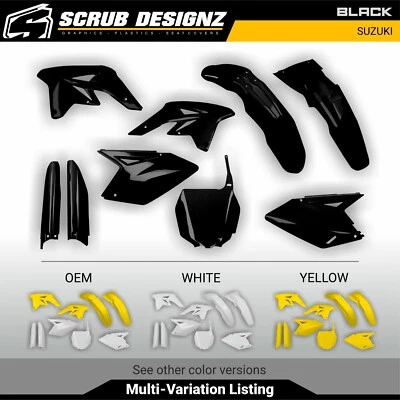 Kit de carrocería de plástico para motocross Suzuki RMZ250 2007-2009 negro/blanco/amarillo Foto 1 de 4