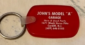 Vintage JOHN'S MODEL "A" GARAGE Keychain Bendable Plastic CLOSED Cardiff NJ - Picture 1 of 2
