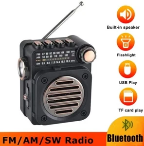 Mini Pocket FM AM SW Radio Bluetooth Sprecher Musik Player mit Licht Tragbar - Bild 1 von 7