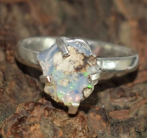 Ethiopian Opal Gemstone Rough Ring Natural 6.15 Ct Certified Gift For Partner - Bild 1 von 7